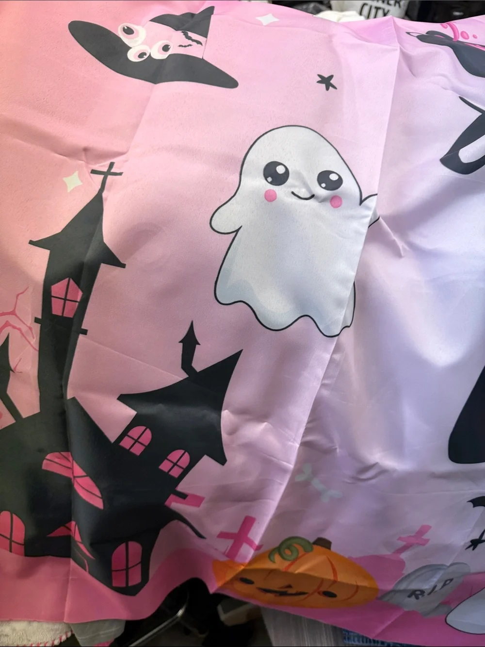 Kids One Year Birthday Halloween Ghost & Cat Print Backdrop and Balloon Kit new
